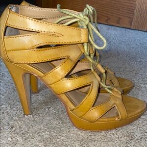 Yellow Strappy Heeled Sandals